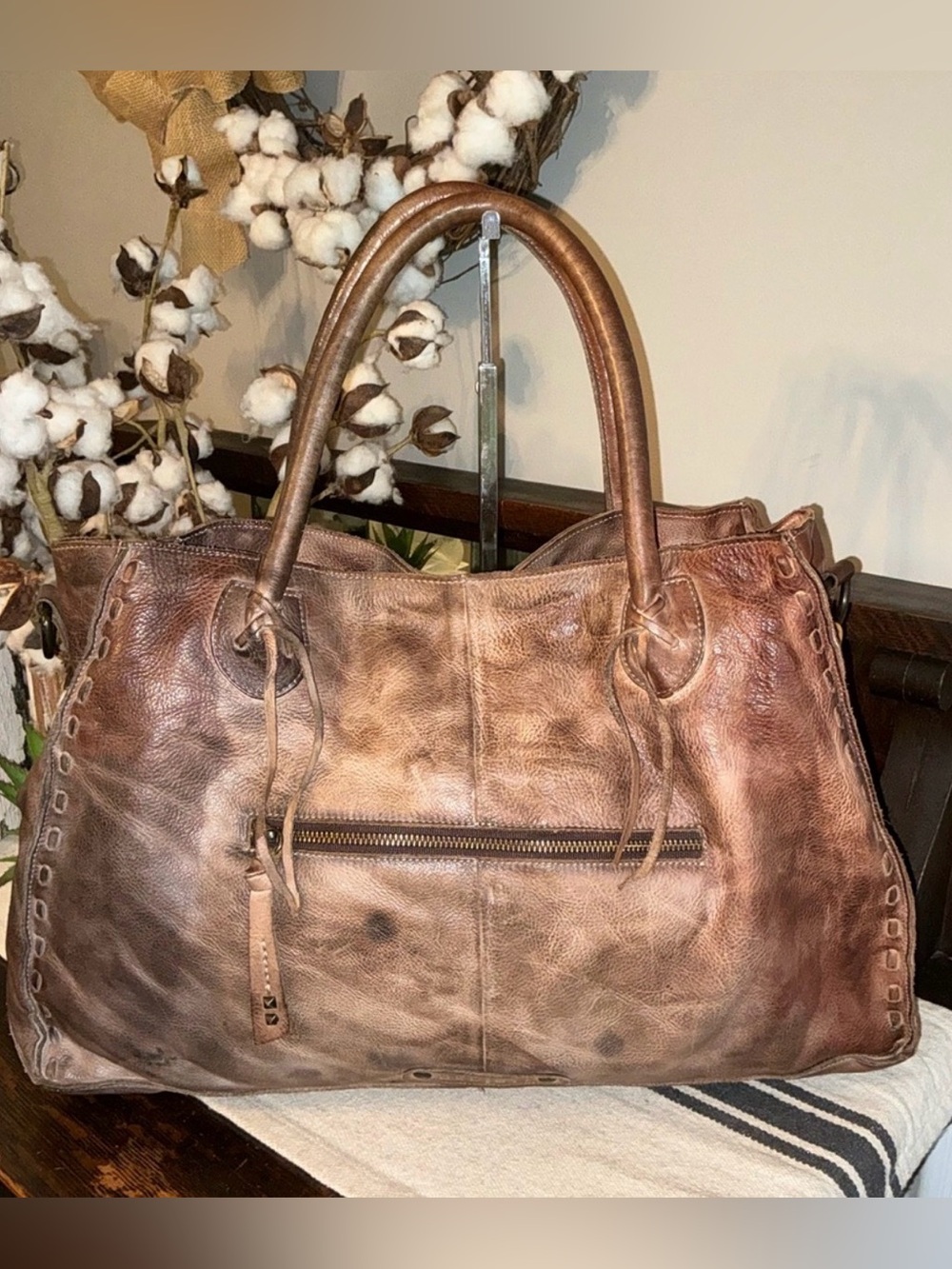 Bed Stu Distressed Brown Leather Tote - Picture 2 of 13